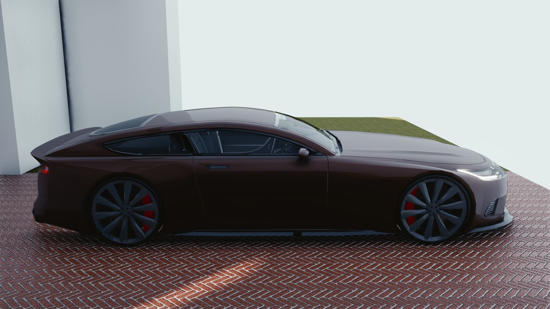 BLENDER EEVEE Brandless Sports GT coupe Low-poly 3D model_1