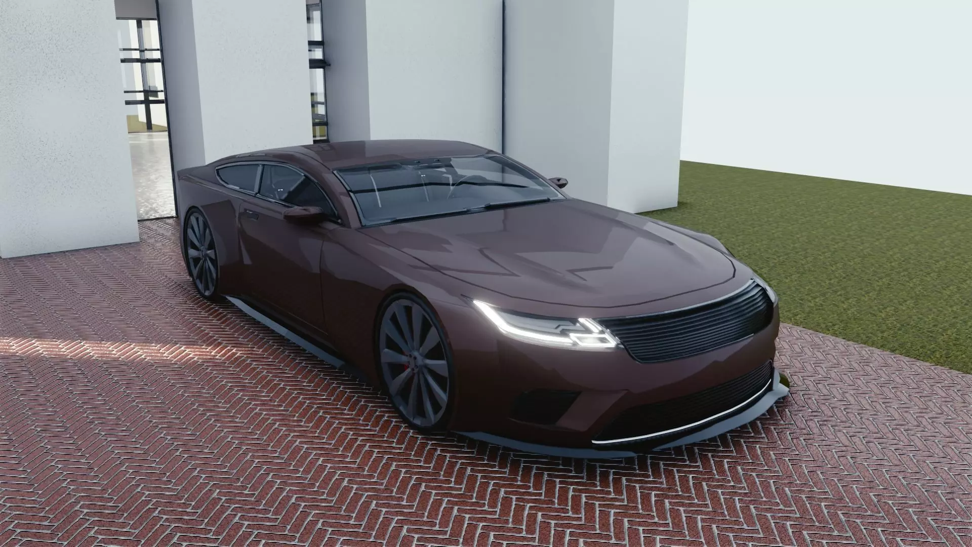 BLENDER EEVEE Brandless Sports GT coupe Low-poly 3D model_0