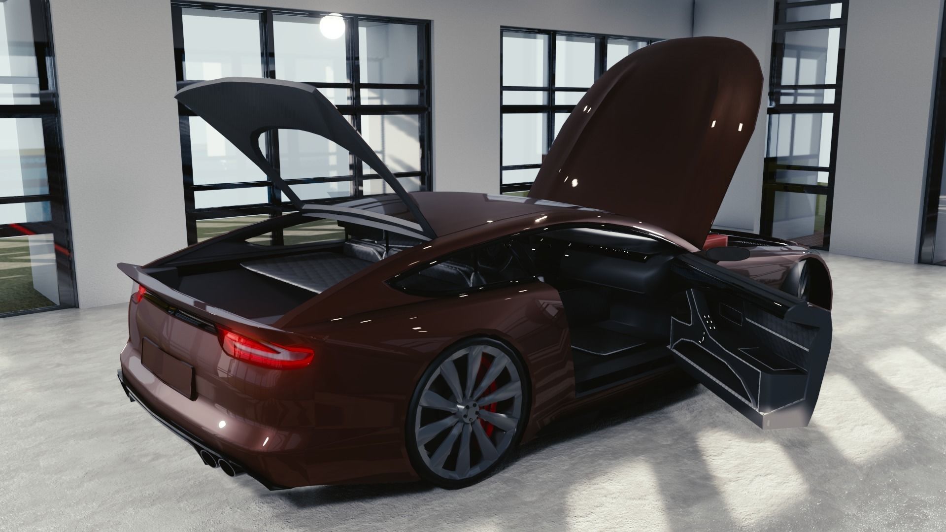 BLENDER EEVEE Brandless Sports GT coupe Low-poly 3D model_9