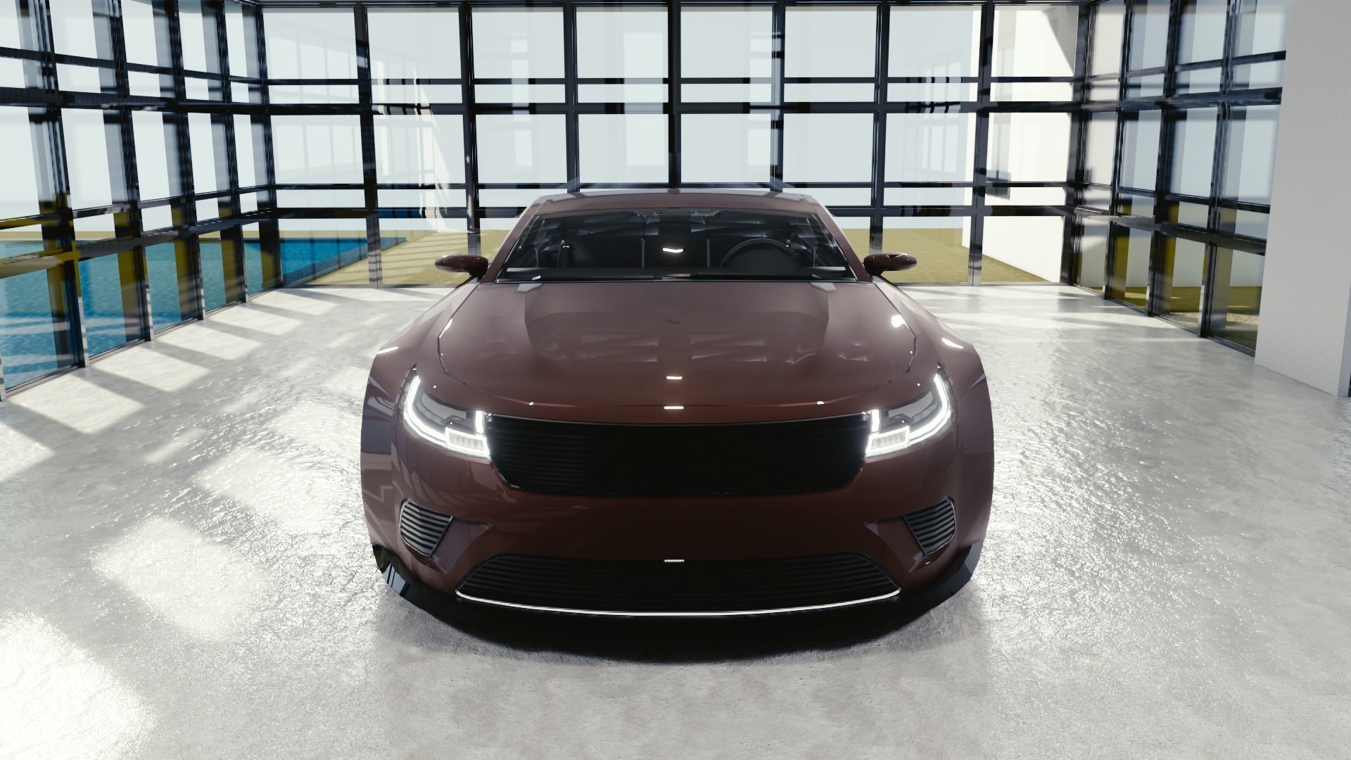 BLENDER EEVEE Brandless Sports GT coupe Low-poly 3D model_4