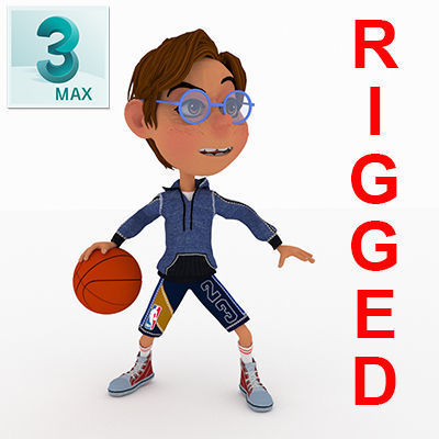toon boy basketball character created for animation Low-poly 3D model_3