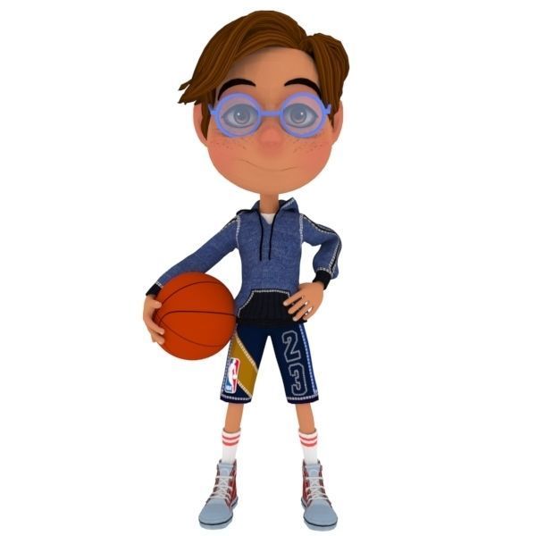 toon boy basketball character created for animation Low-poly 3D model_4