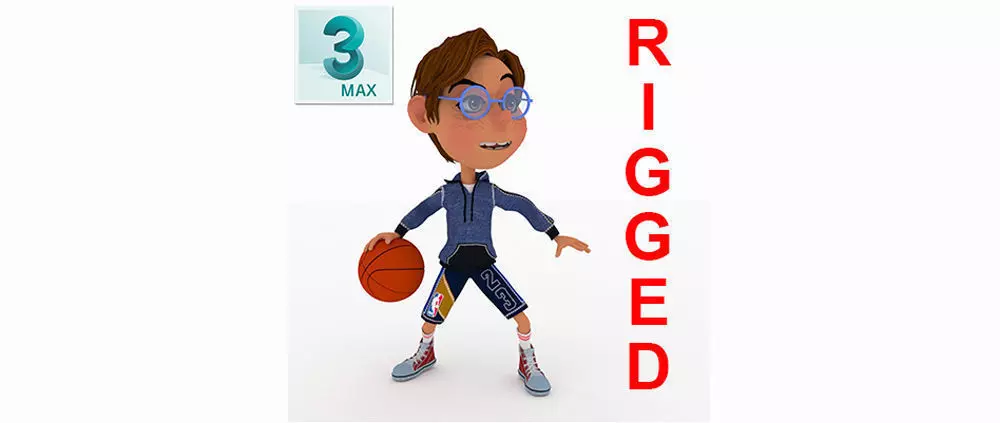 toon boy basketball character created for animation Low-poly 3D model_0