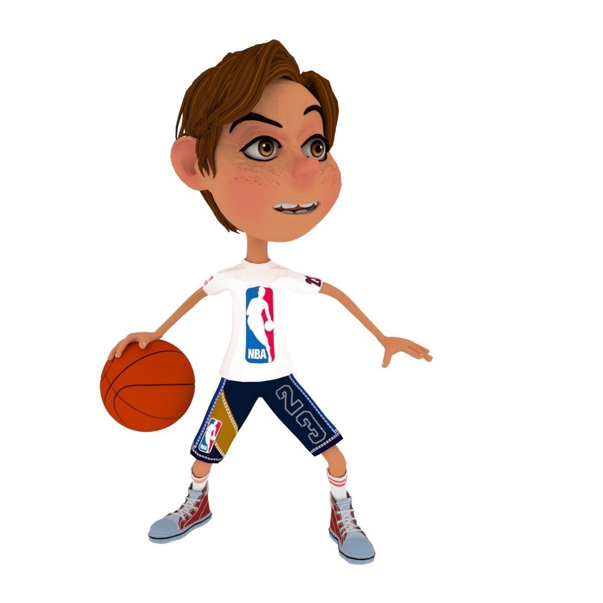 toon boy basketball character created for animation Low-poly 3D model_2