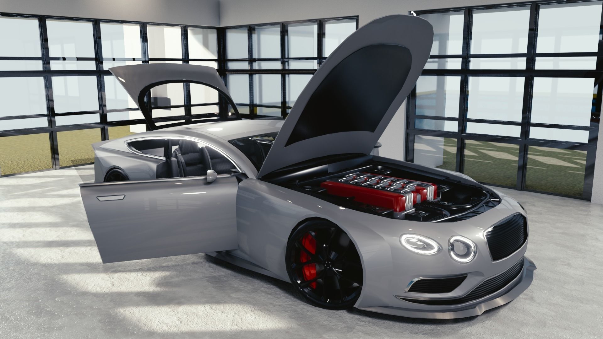 BLENDER EEVEE Brandless Sports GT coupe Low-poly 3D model_8