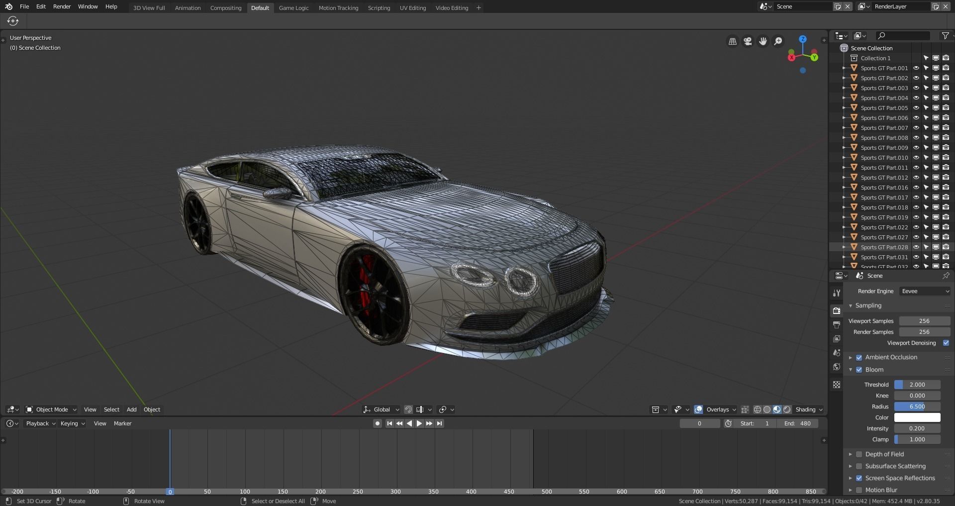 BLENDER EEVEE Brandless Sports GT coupe Low-poly 3D model_10