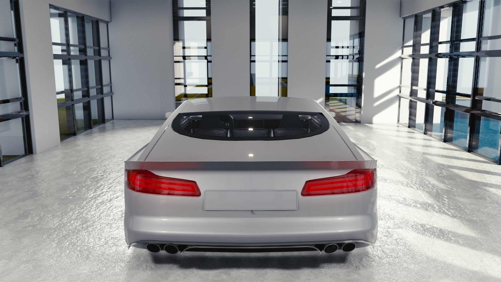 BLENDER EEVEE Brandless Sports GT coupe Low-poly 3D model_5