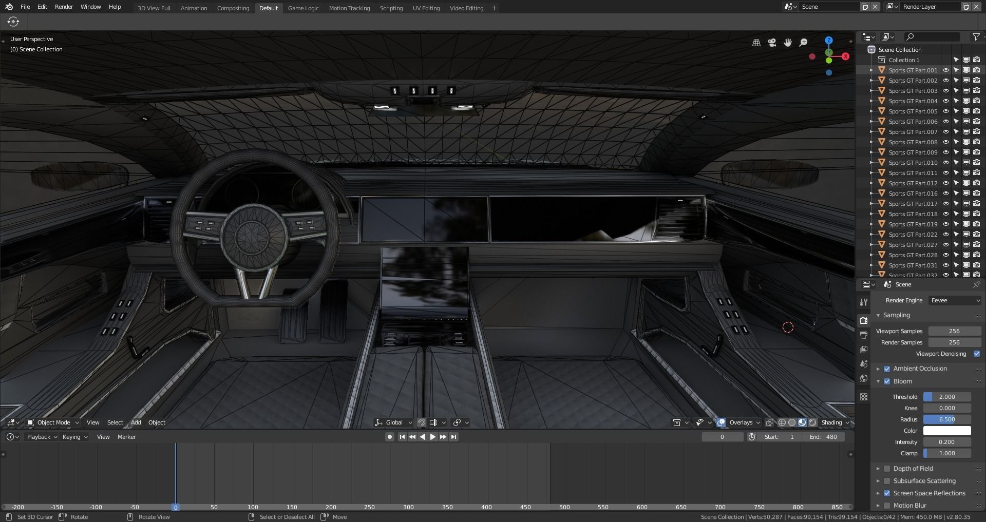 BLENDER EEVEE Brandless Sports GT coupe Low-poly 3D model_12