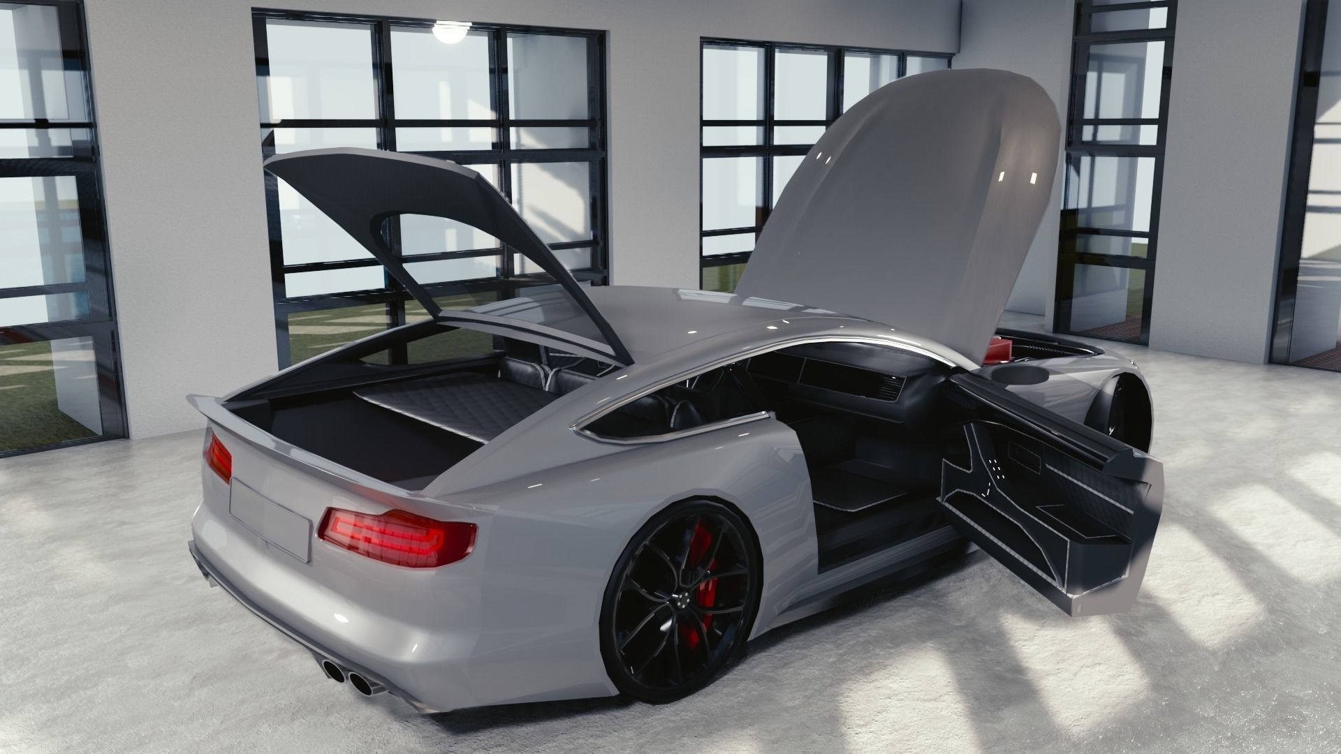 BLENDER EEVEE Brandless Sports GT coupe Low-poly 3D model_9