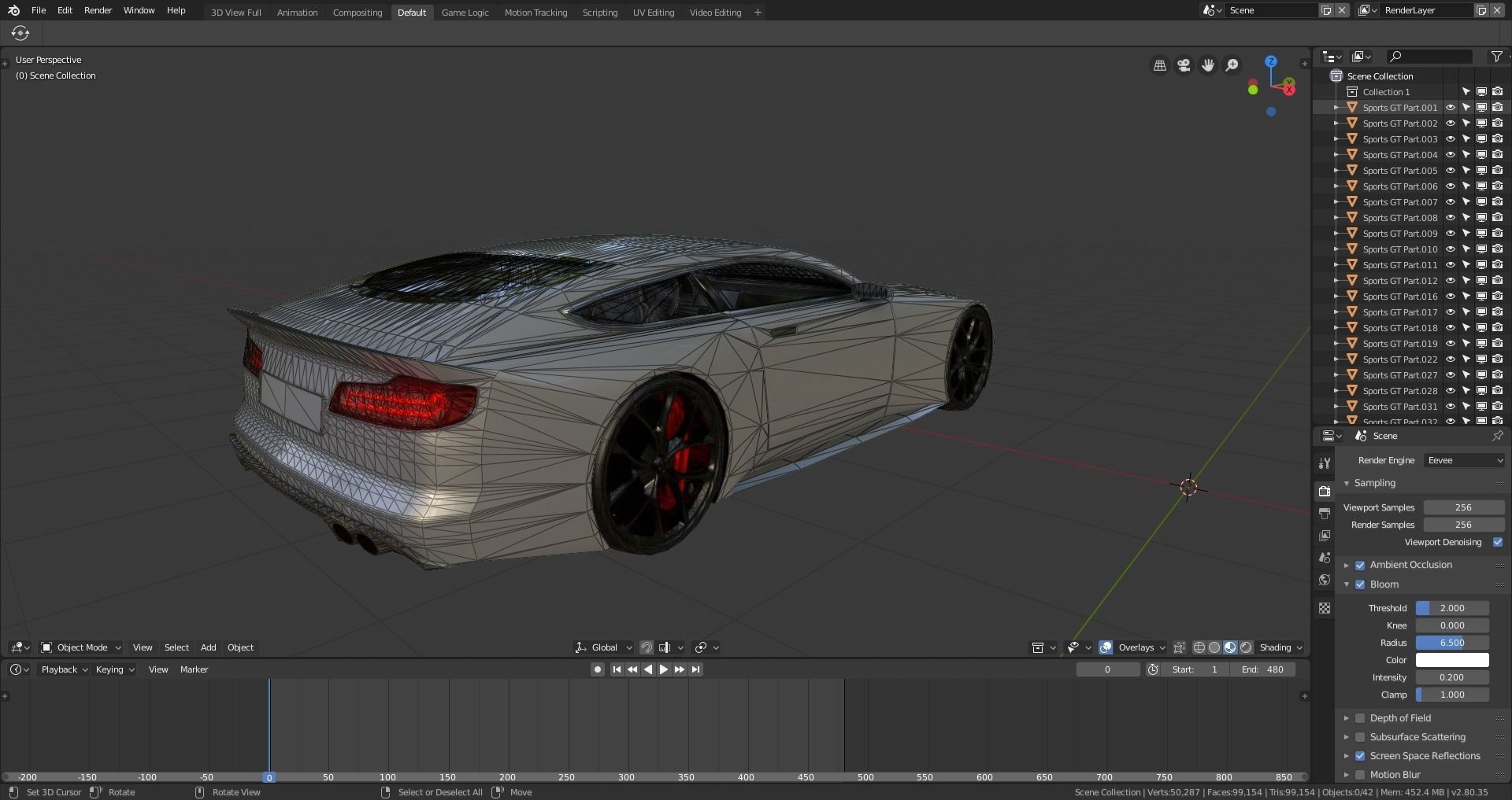 BLENDER EEVEE Brandless Sports GT coupe Low-poly 3D model_11