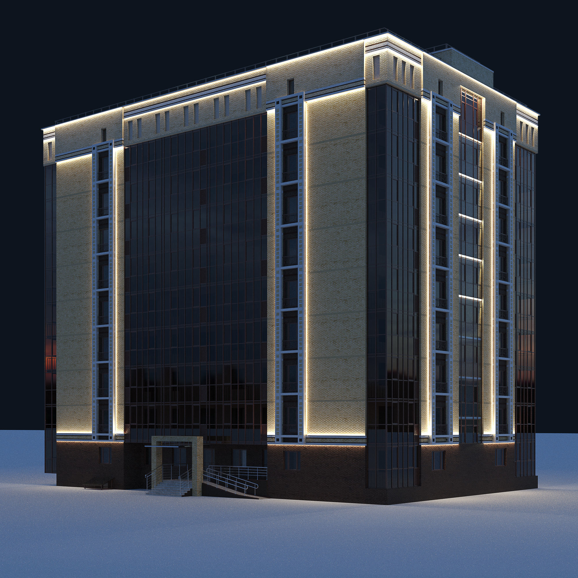 Residential building 3D model_4