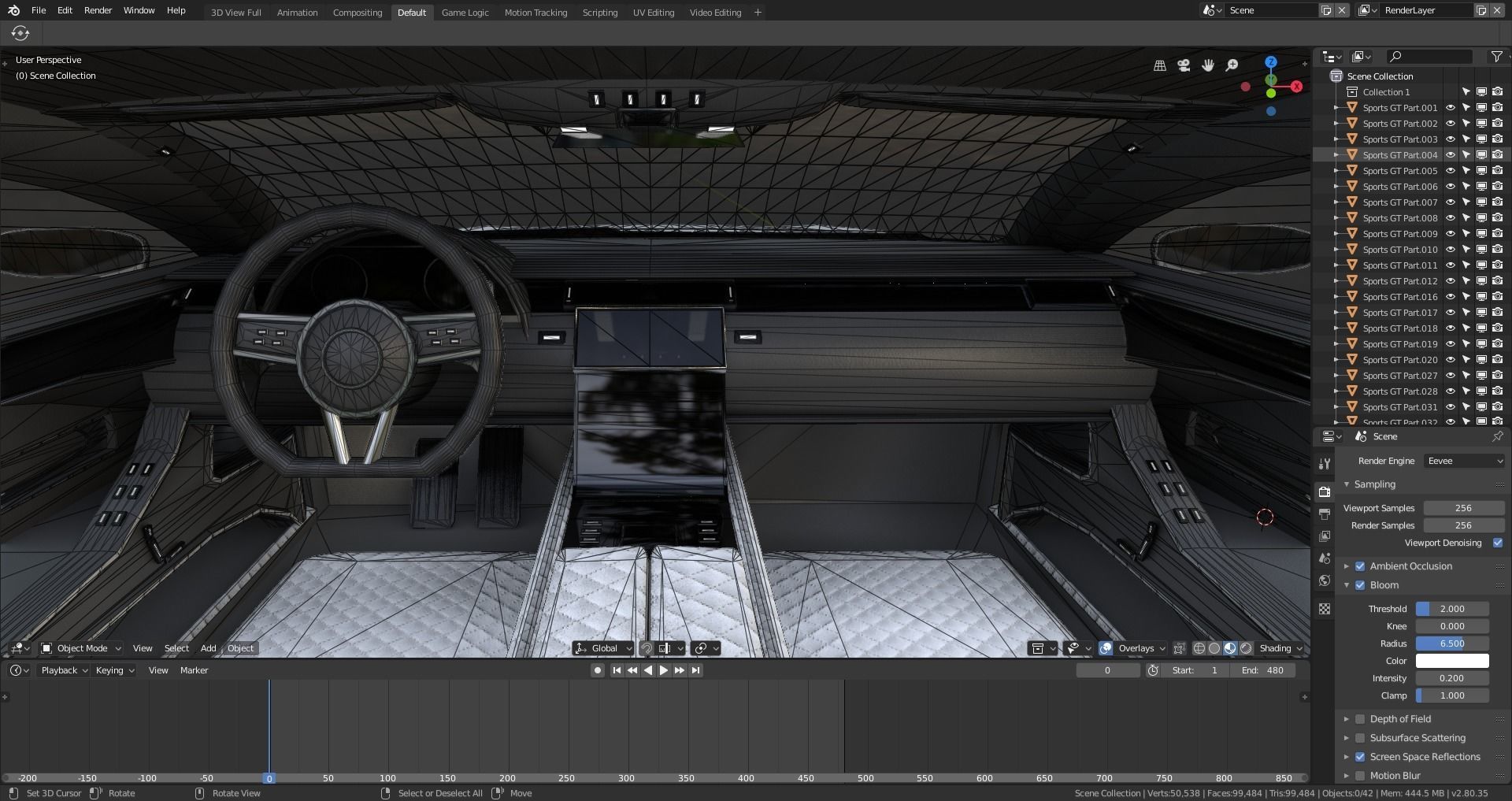 BLENDER EEVEE Brandless Sports GT coupe Low-poly 3D model_12