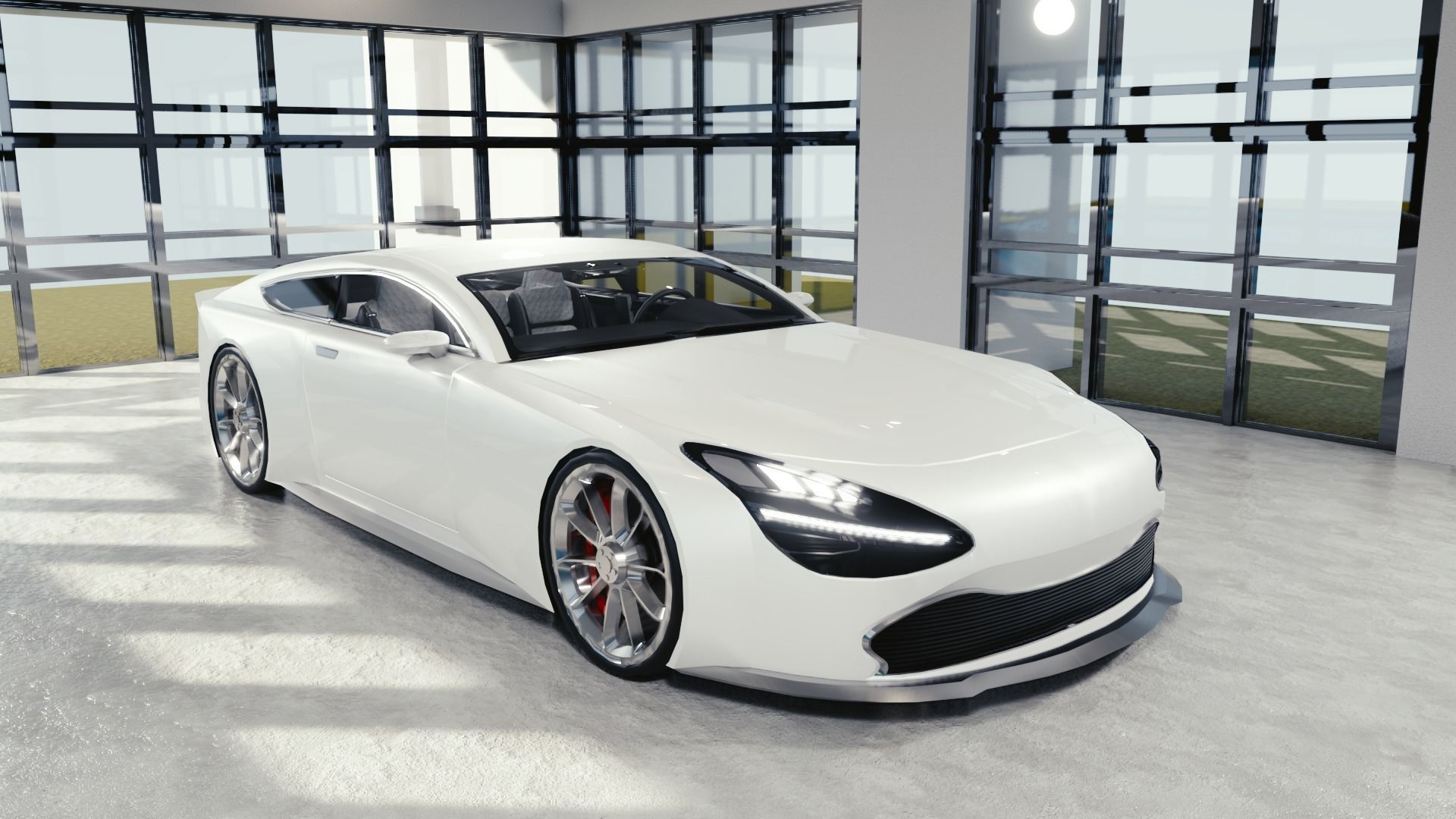 BLENDER EEVEE Brandless Sports GT coupe Low-poly 3D model_2