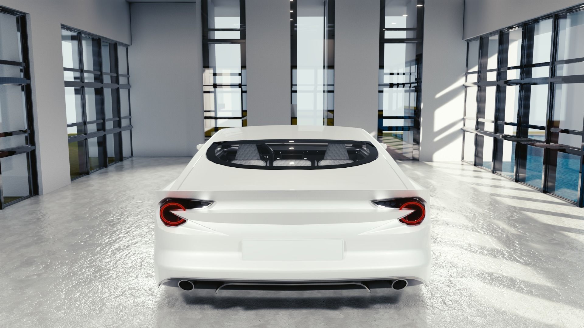 BLENDER EEVEE Brandless Sports GT coupe Low-poly 3D model_5