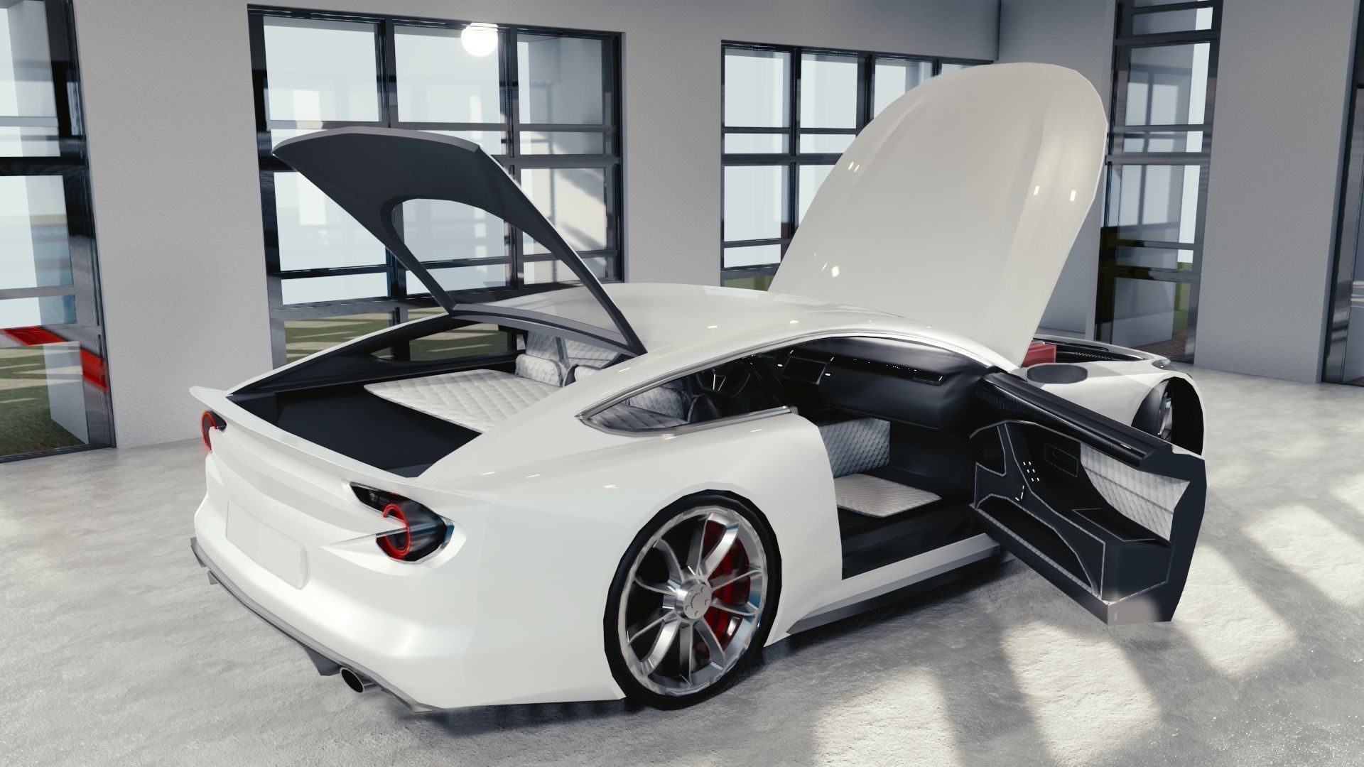 BLENDER EEVEE Brandless Sports GT coupe Low-poly 3D model_9