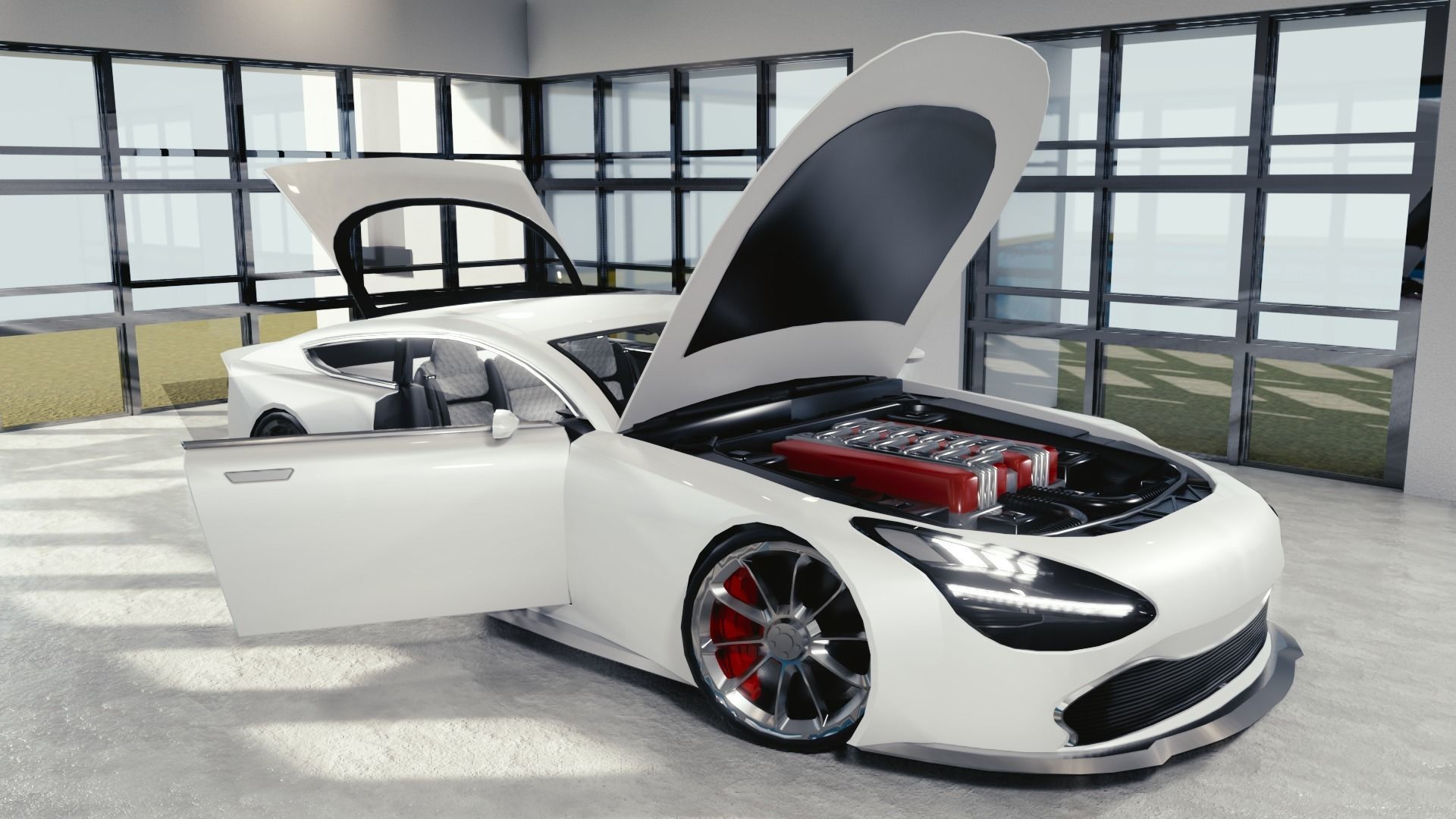 BLENDER EEVEE Brandless Sports GT coupe Low-poly 3D model_10