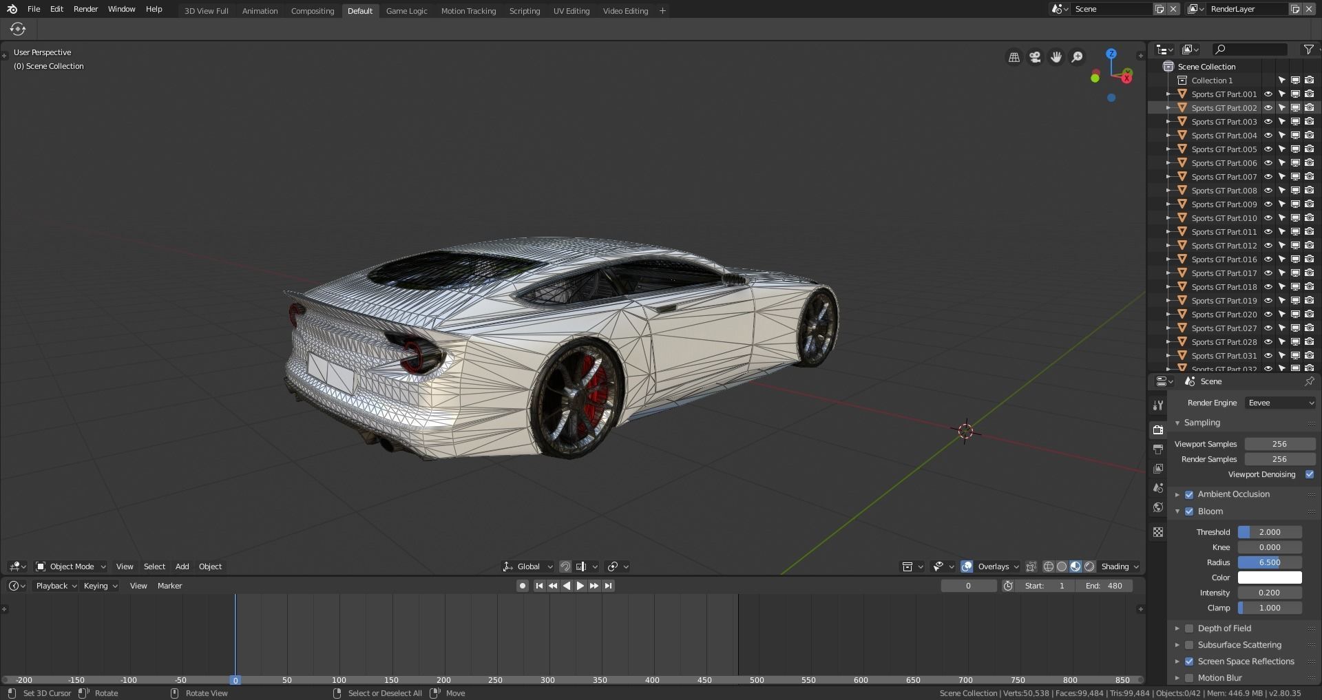 BLENDER EEVEE Brandless Sports GT coupe Low-poly 3D model_11