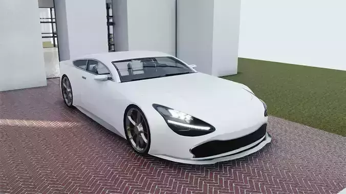 BLENDER EEVEE Brandless Sports GT coupe Low-poly 3D model