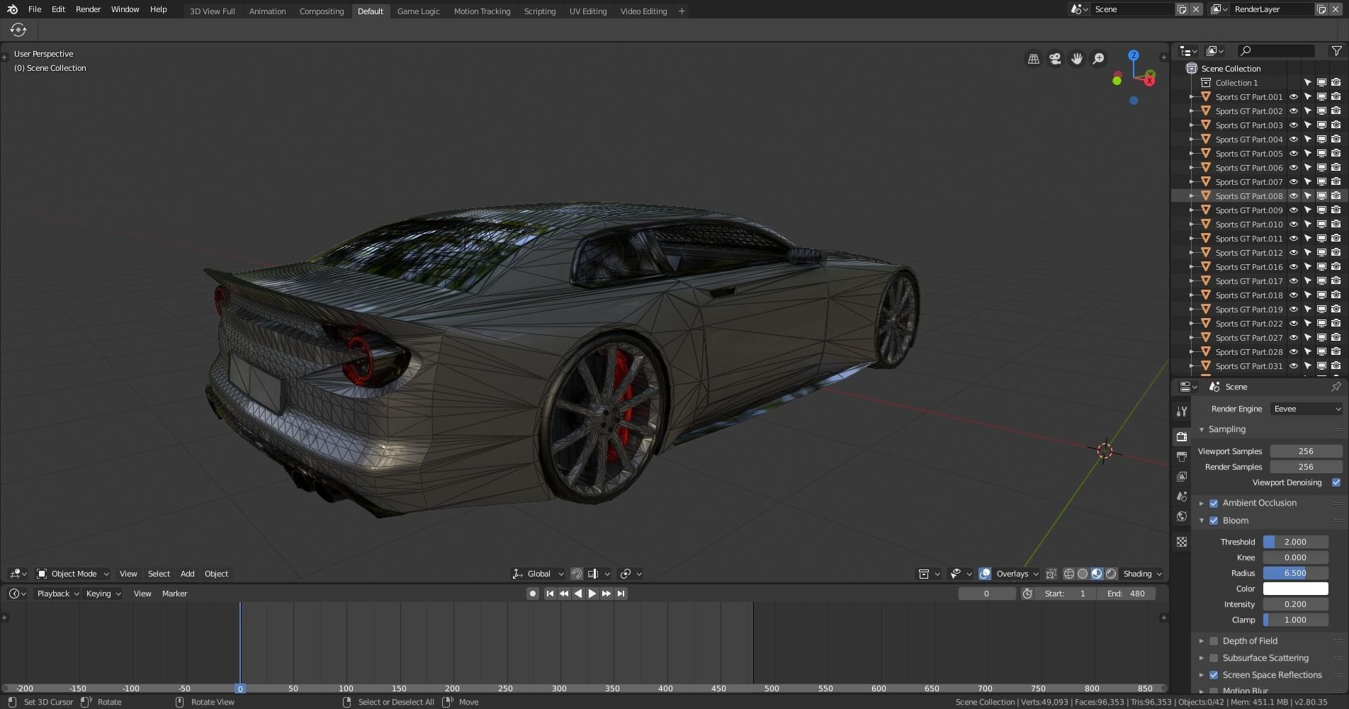 BLENDER EEVEE Brandless Sports GT  Low-poly 3D model_11