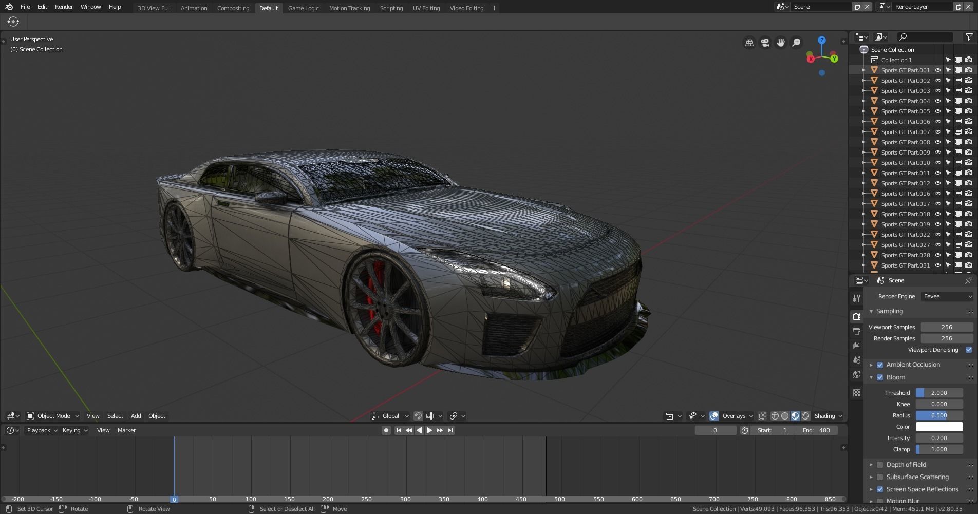 BLENDER EEVEE Brandless Sports GT  Low-poly 3D model_10