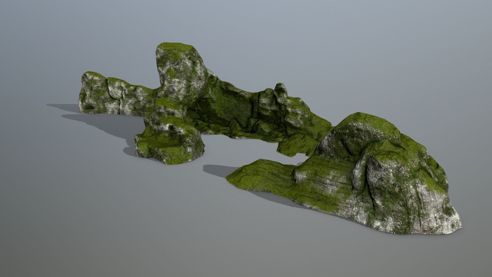 rocks rock with grass on top Low-poly 3D model_8
