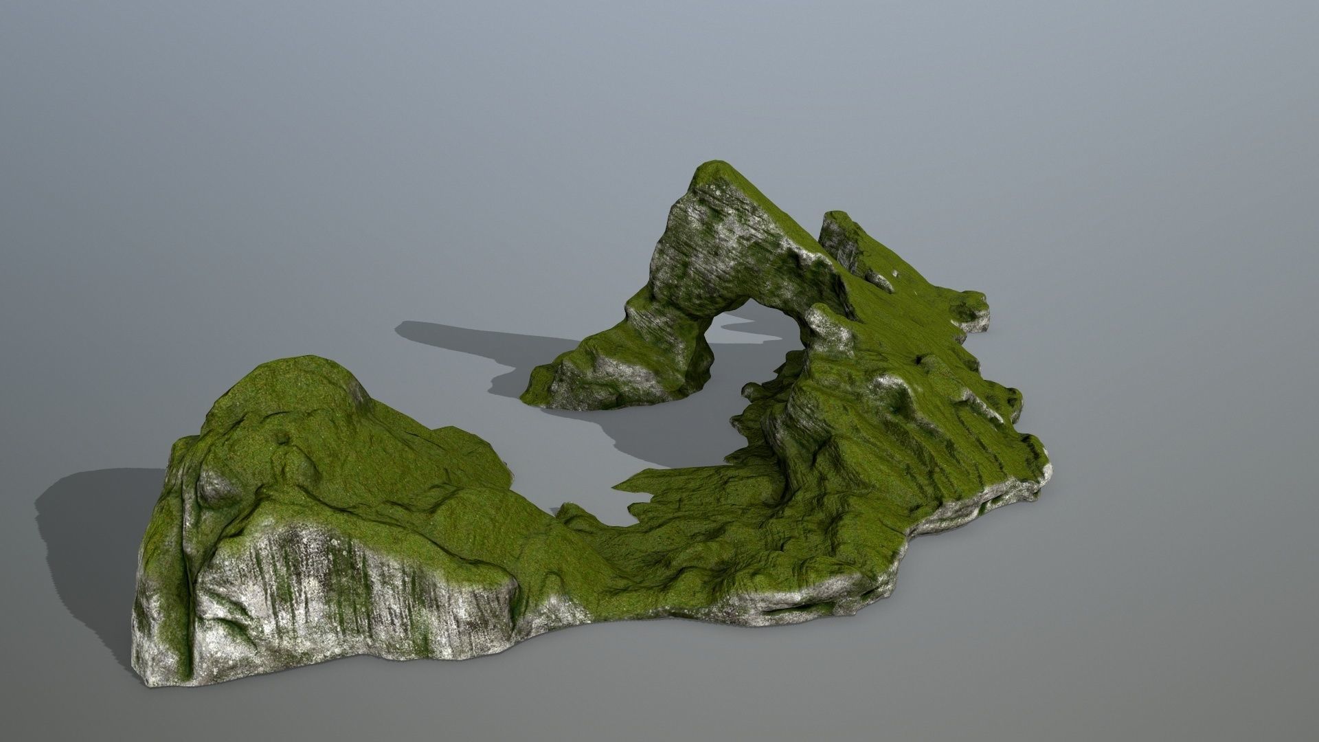 rocks rock with grass on top Low-poly 3D model_6