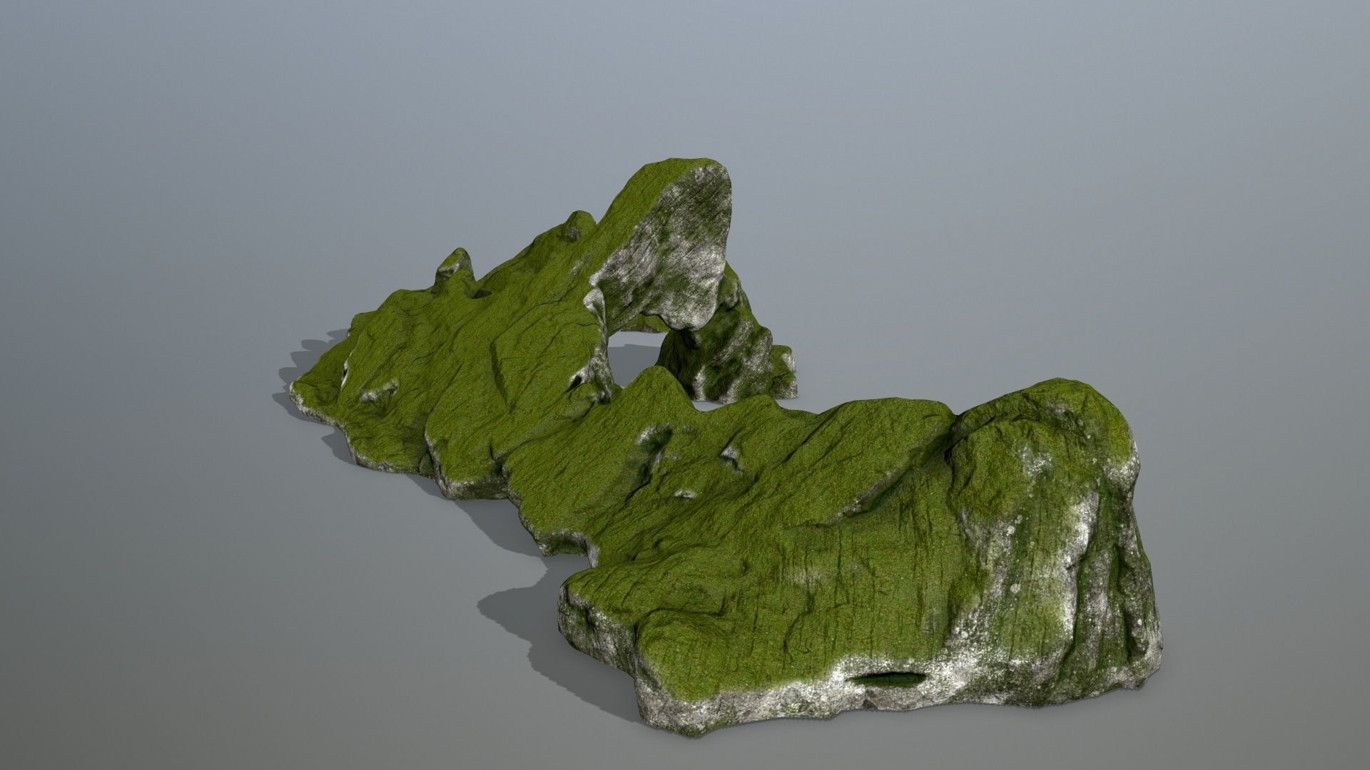 rocks rock with grass on top Low-poly 3D model_3