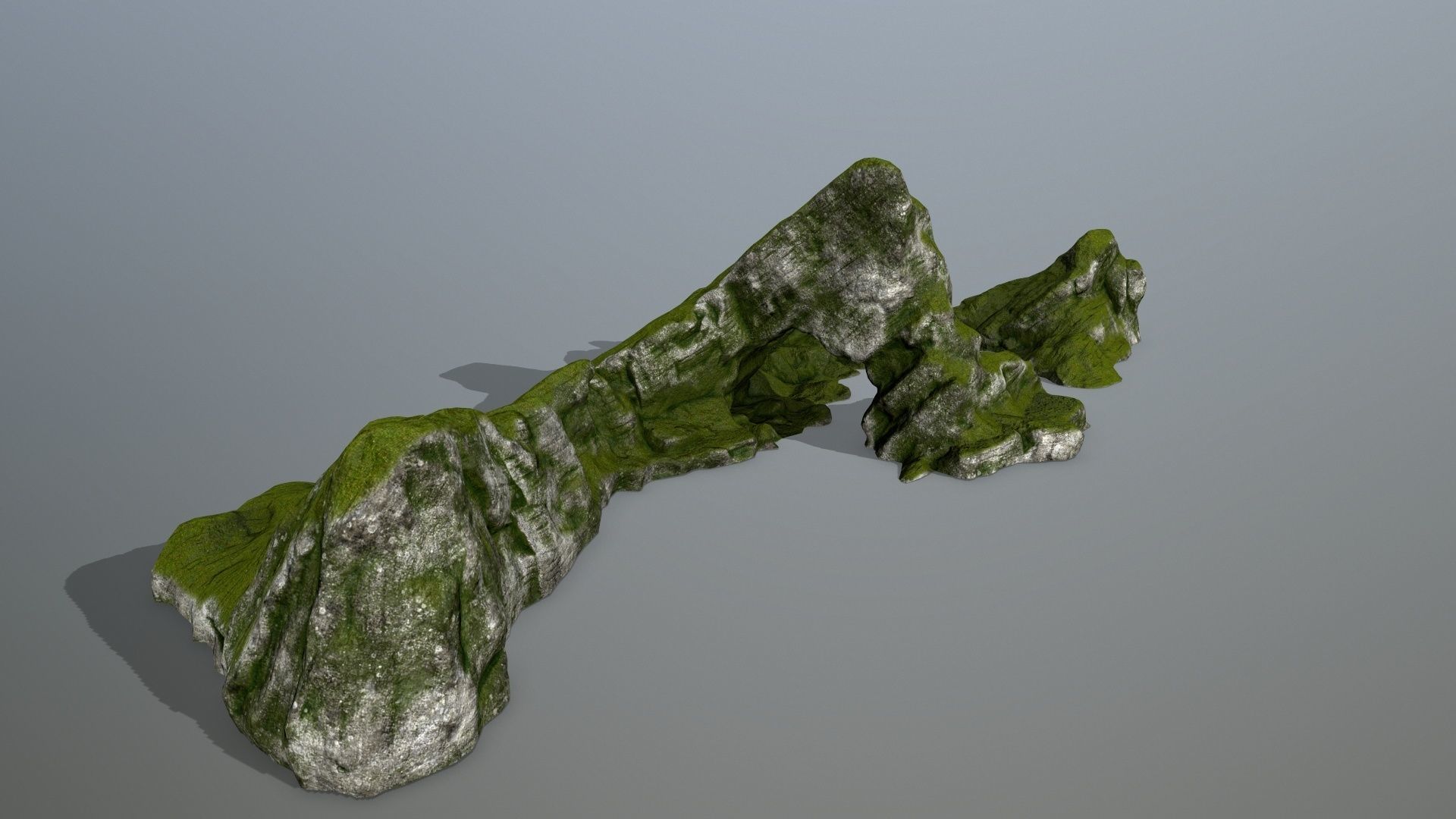 rocks rock with grass on top Low-poly 3D model_1