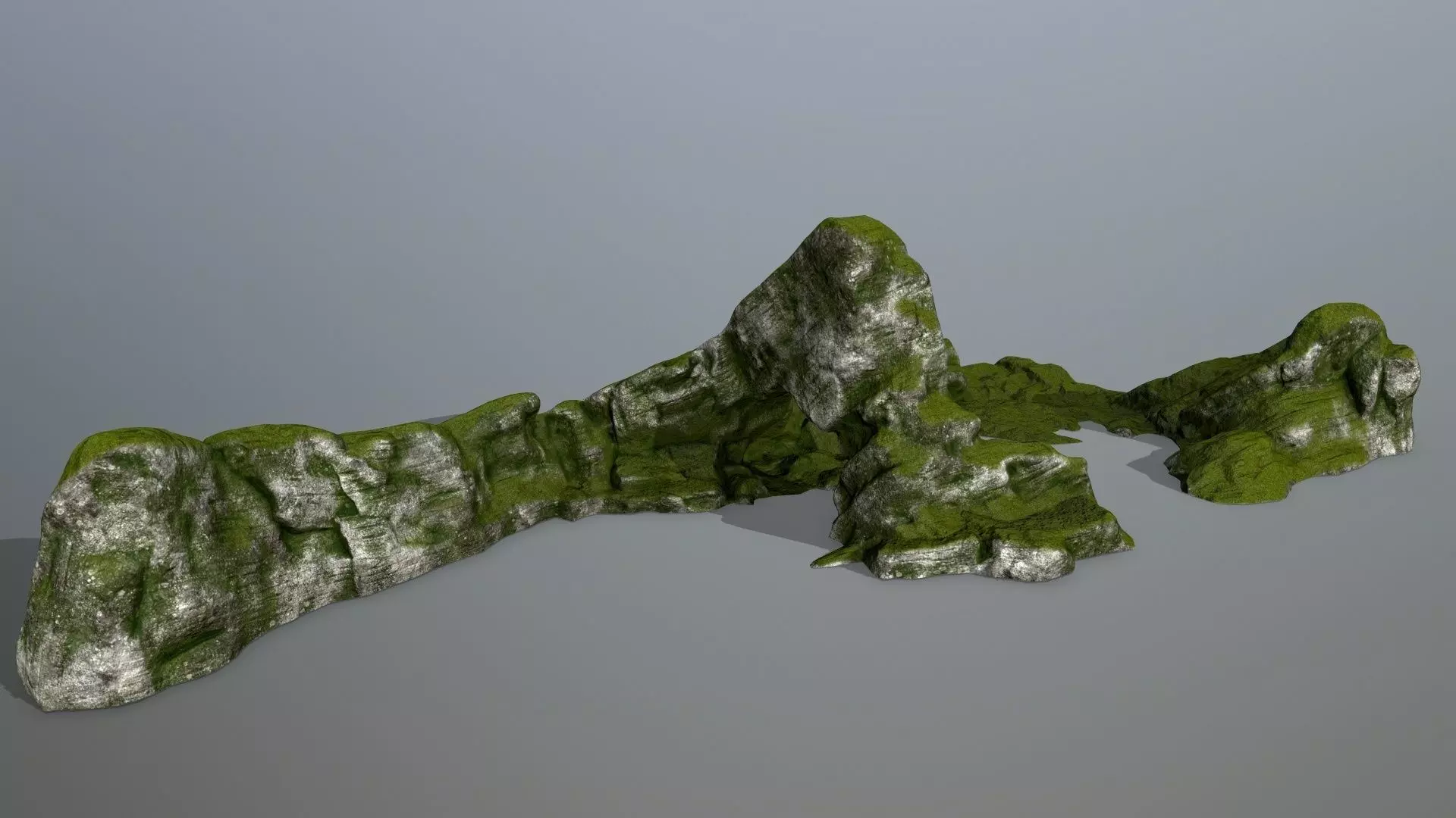 rocks rock with grass on top Low-poly 3D model_0
