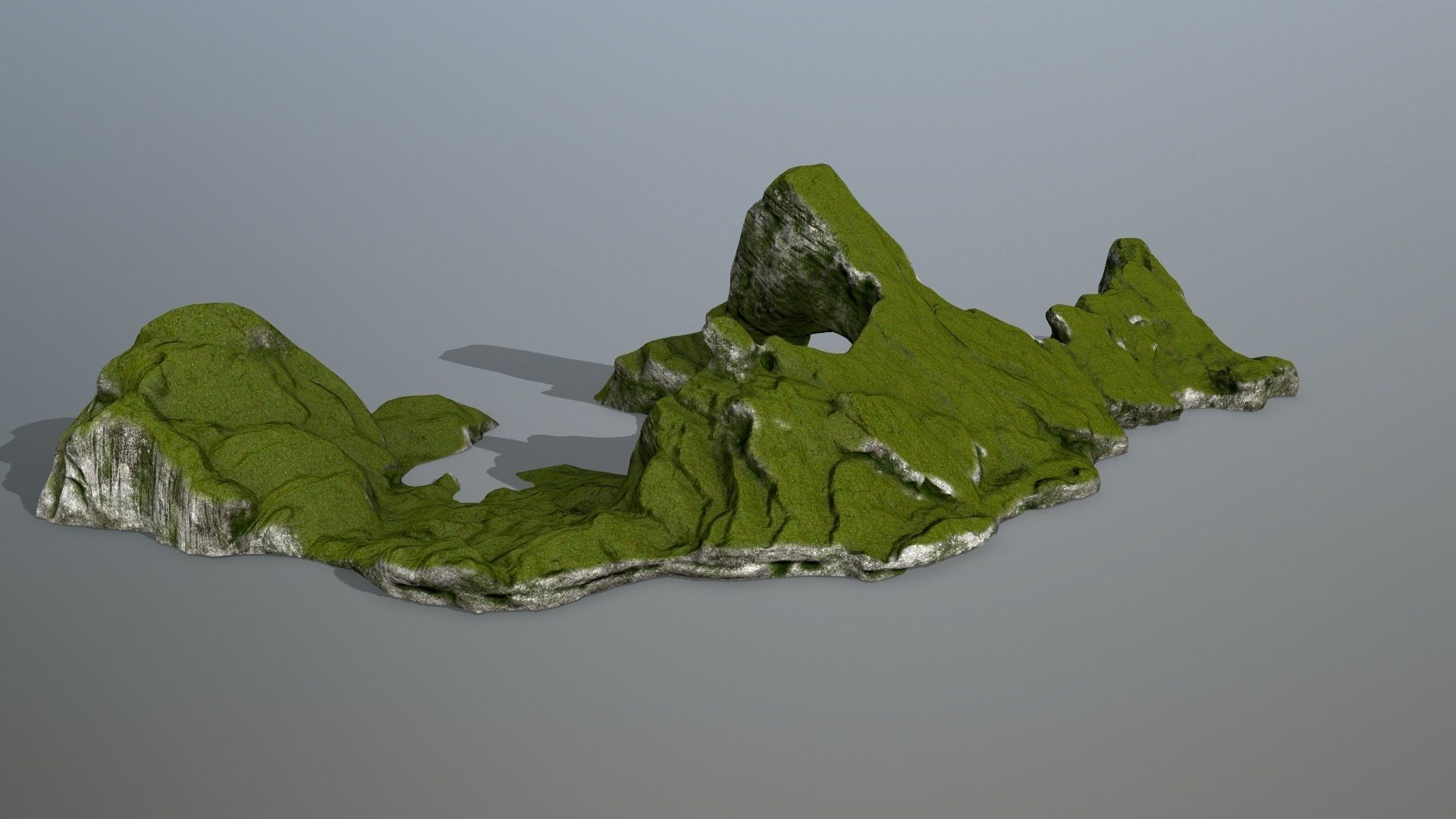 rocks rock with grass on top Low-poly 3D model_5