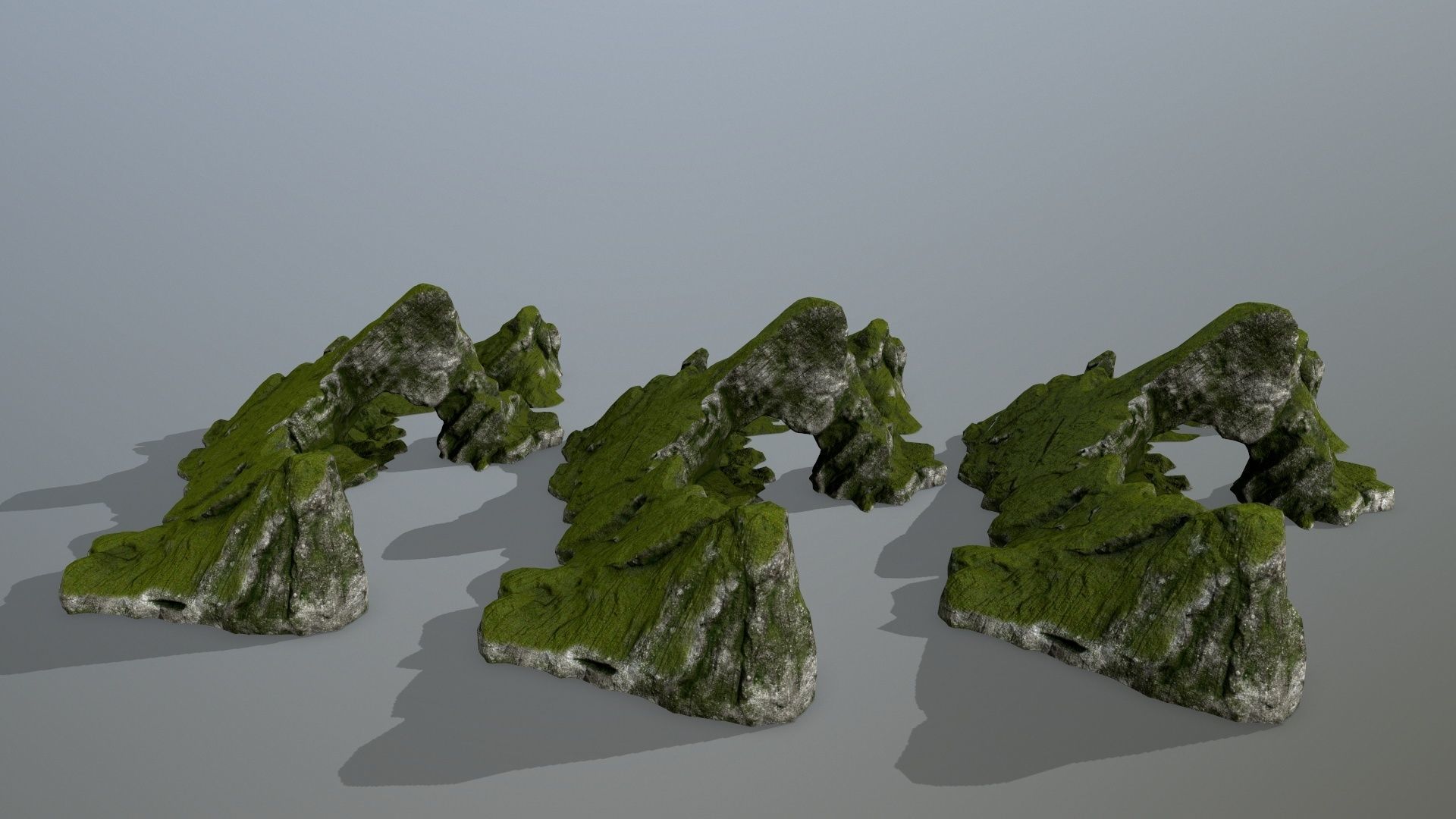 rocks rock with grass on top Low-poly 3D model_13