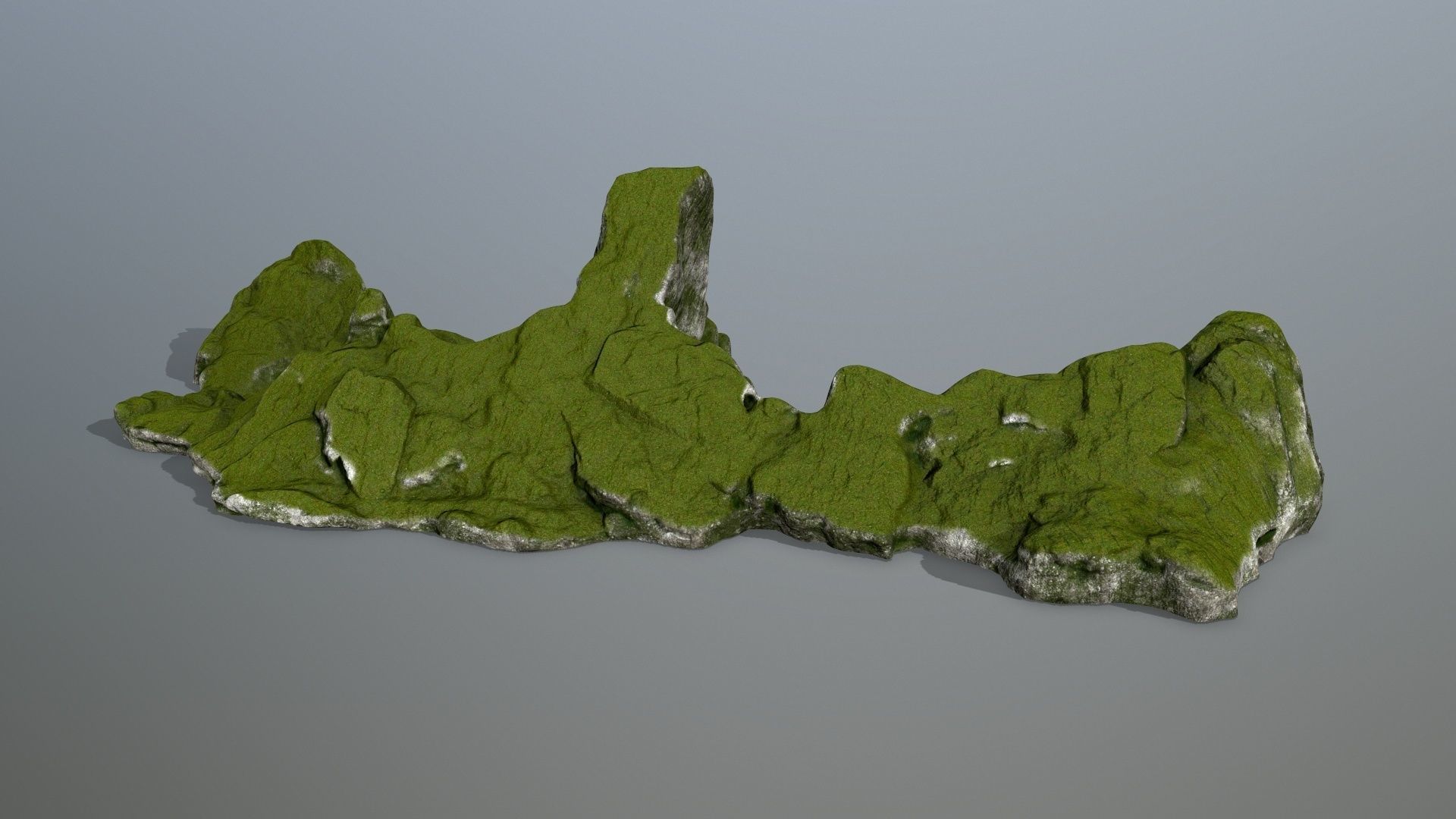 rocks rock with grass on top Low-poly 3D model_4