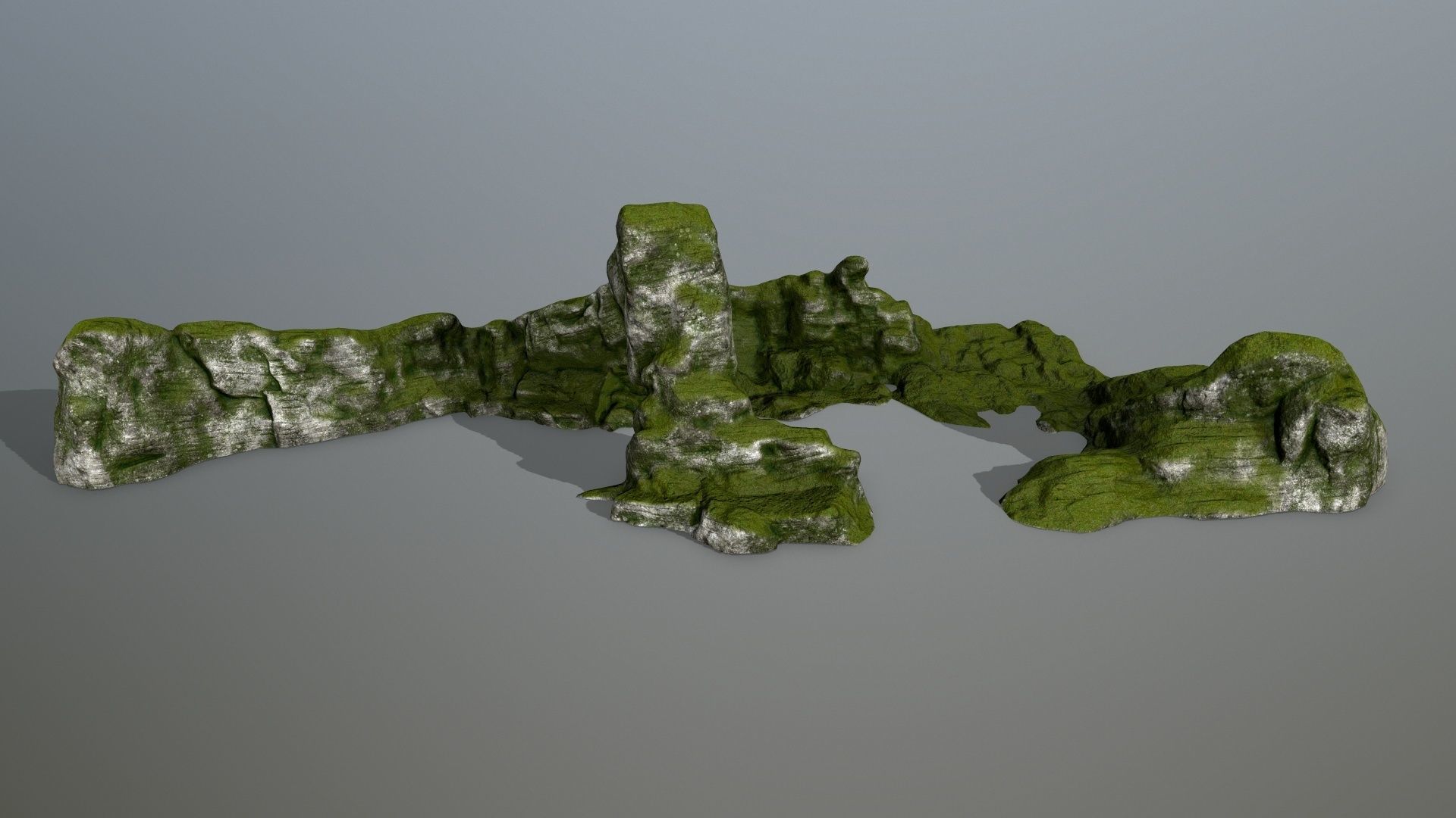 rocks rock with grass on top Low-poly 3D model_9