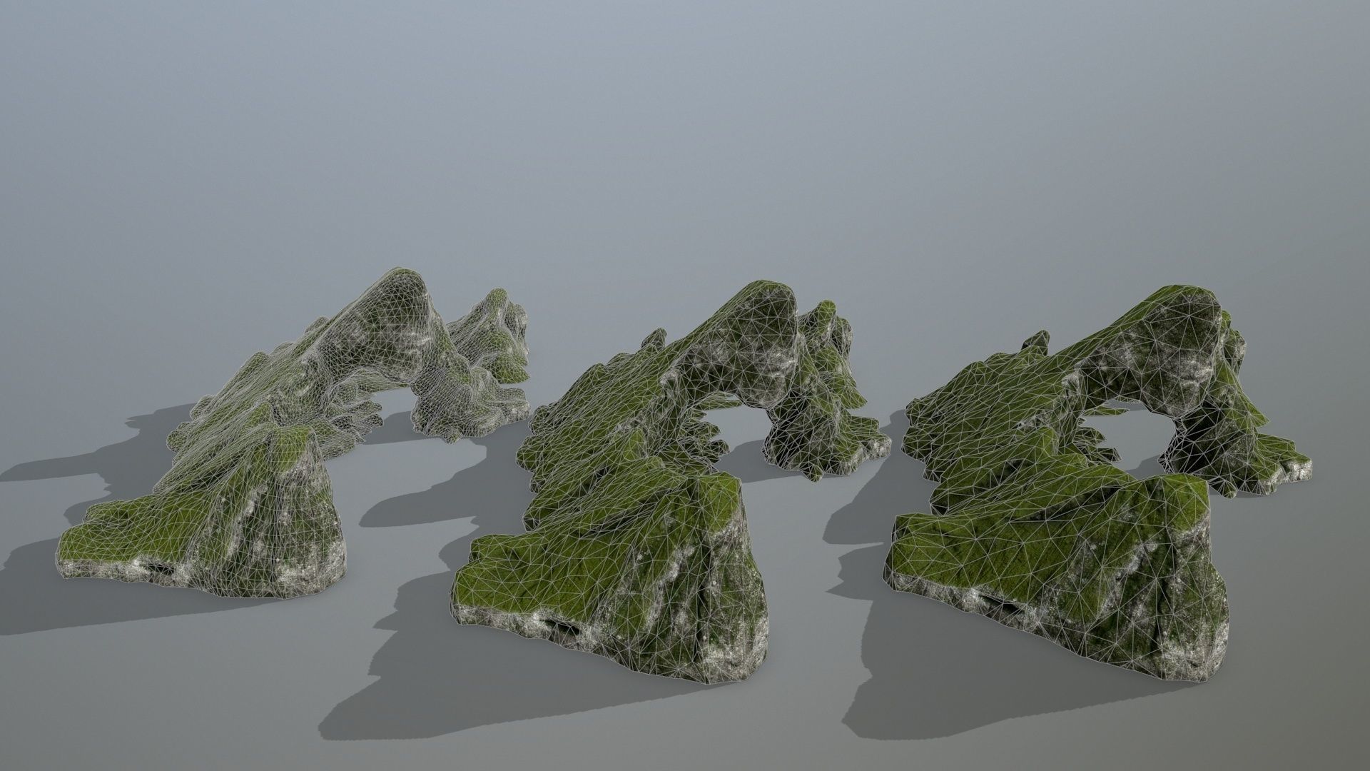 rocks rock with grass on top Low-poly 3D model_14