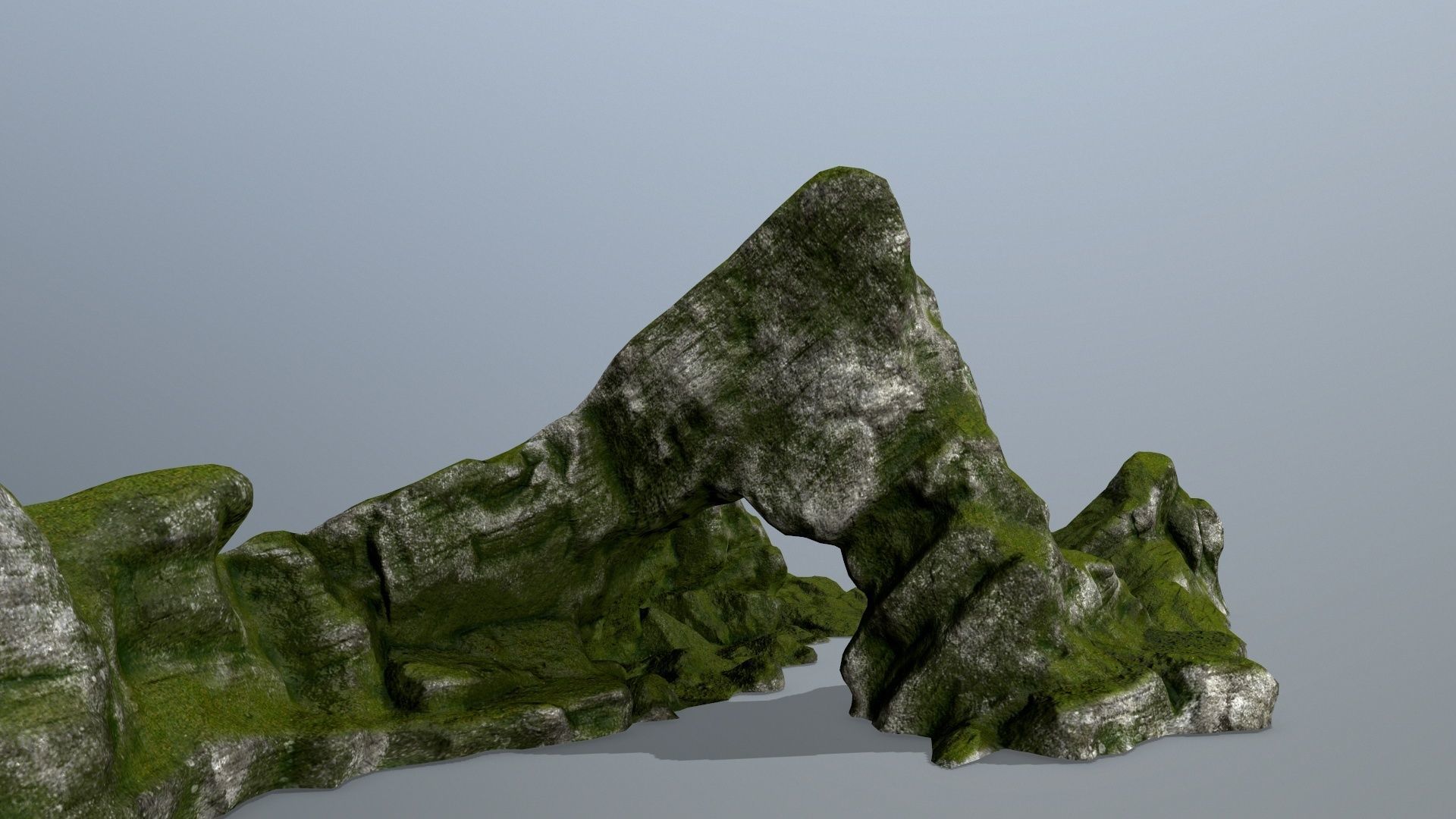 rocks rock with grass on top Low-poly 3D model_11