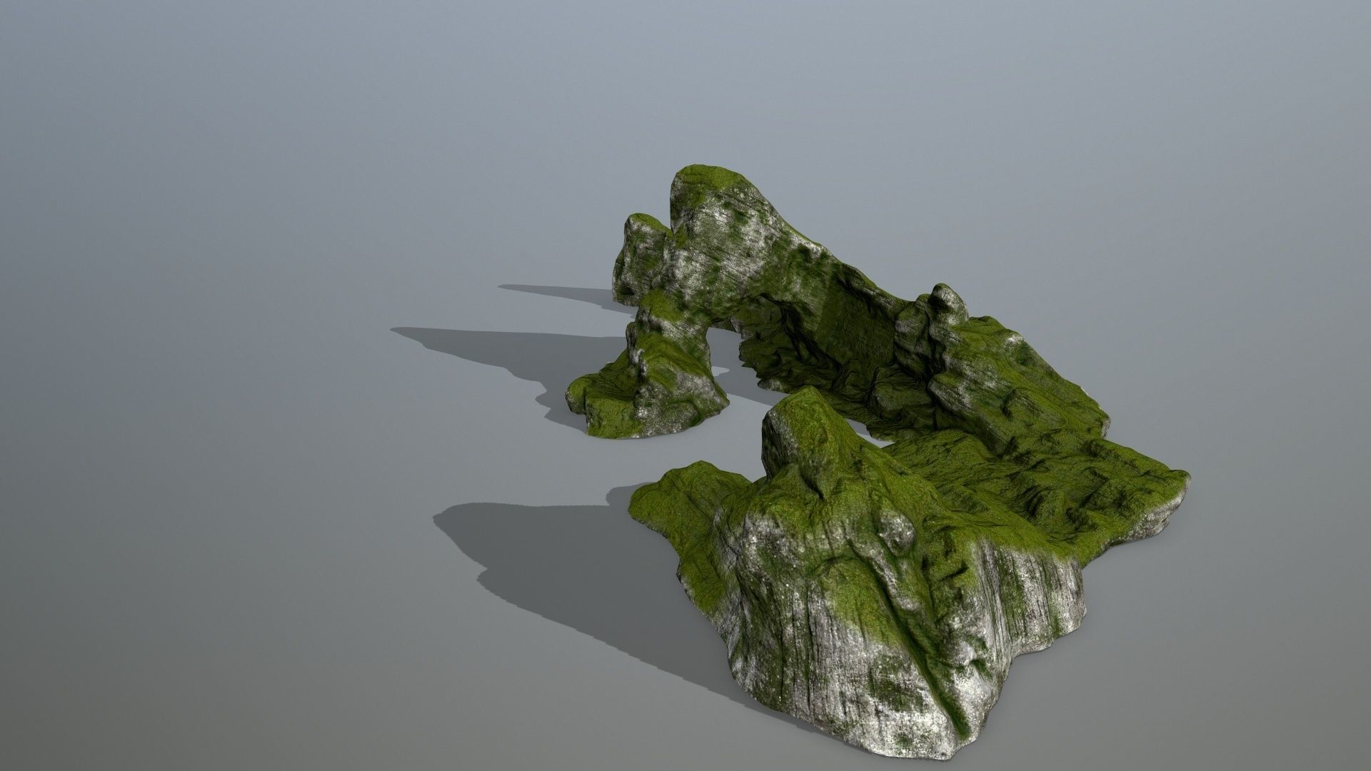rocks rock with grass on top Low-poly 3D model_7