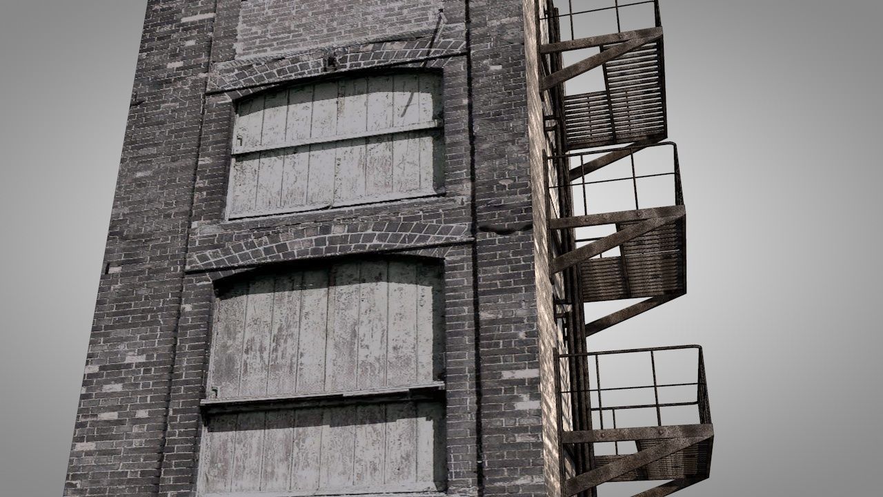 Balcony Fire Escape Ladder Low-poly 3D model_6