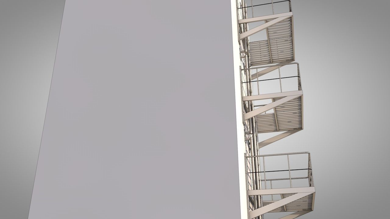 Balcony Fire Escape Ladder Low-poly 3D model_7