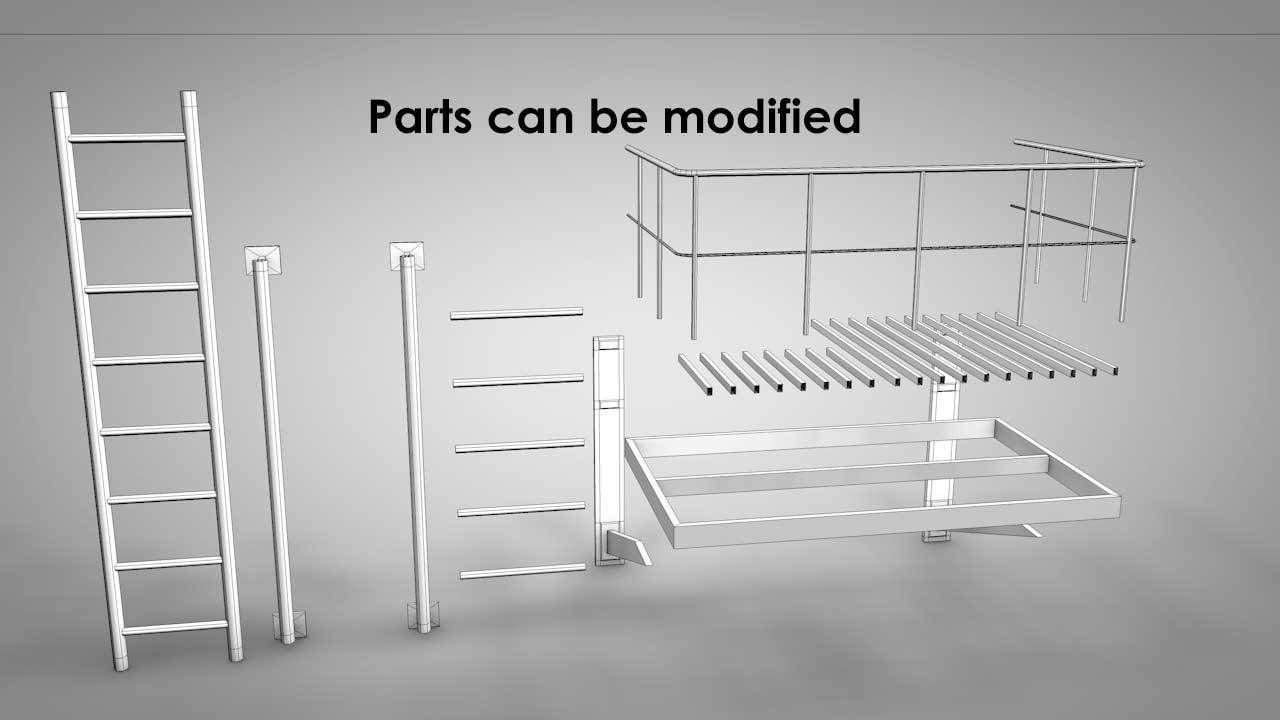 Balcony Fire Escape Ladder Low-poly 3D model_16