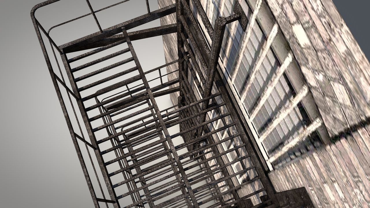 Balcony Fire Escape Ladder Low-poly 3D model_8