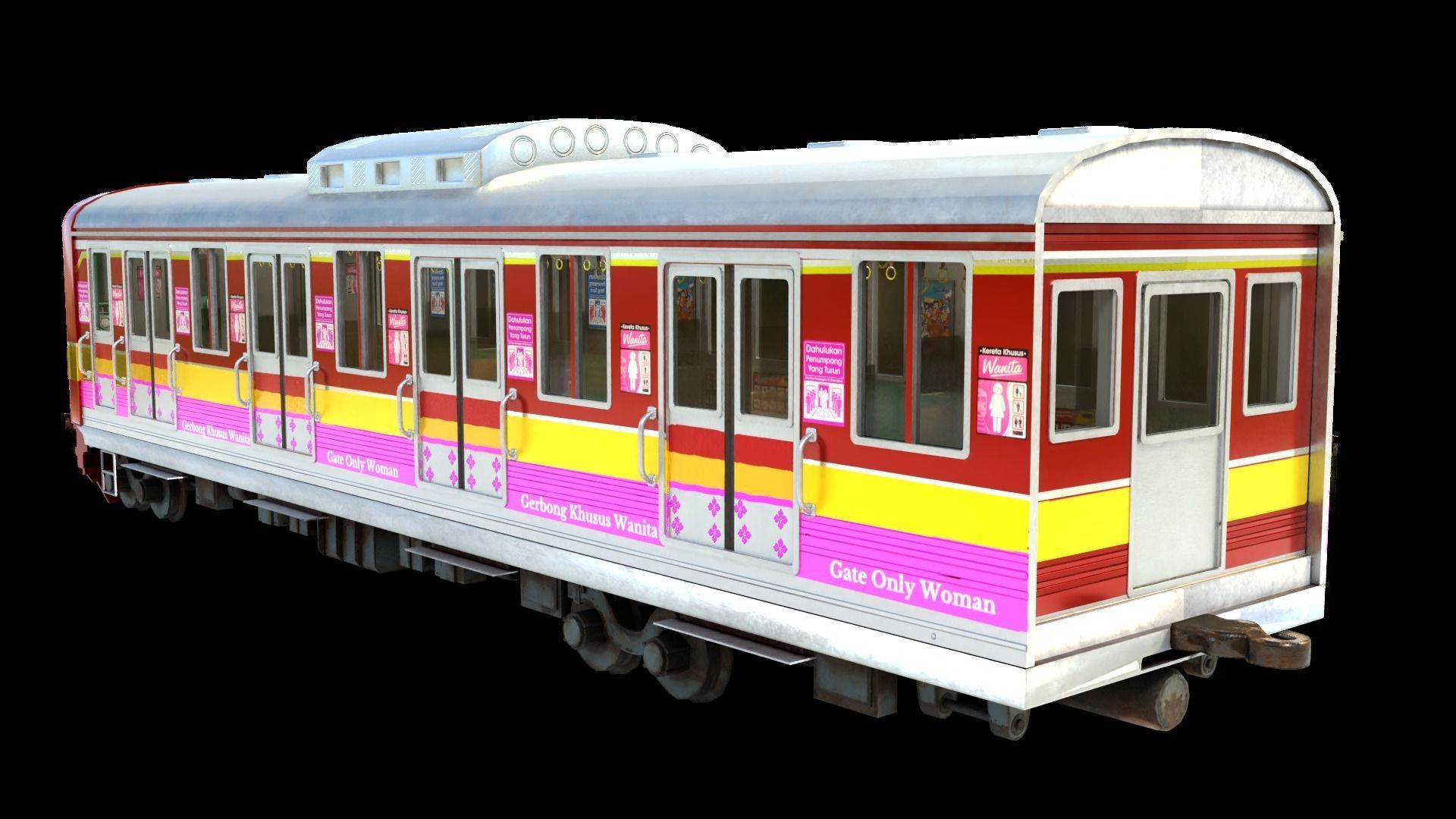 Train computerline indonesia Low-poly 3D model_2