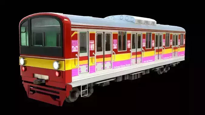 Train computerline indonesia Low-poly 3D model