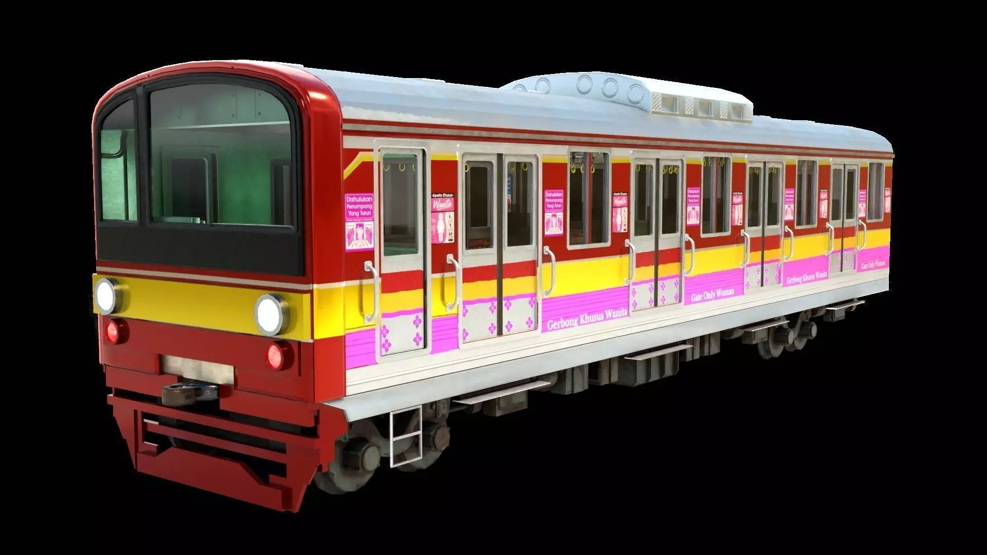 Train computerline indonesia Low-poly 3D model_0