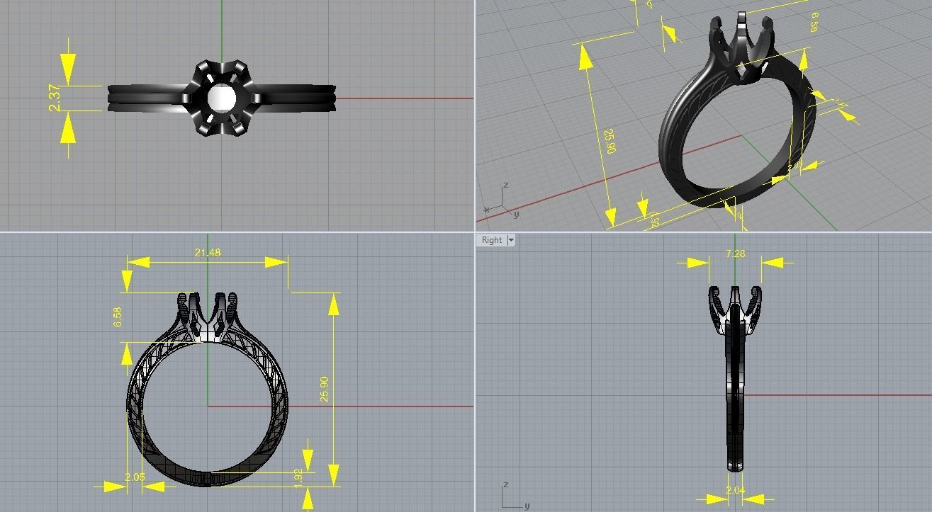 Solitaire 1CT 3D print model_5