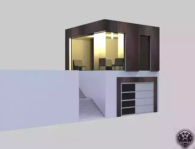 Mini Modern House Low-poly 3D model