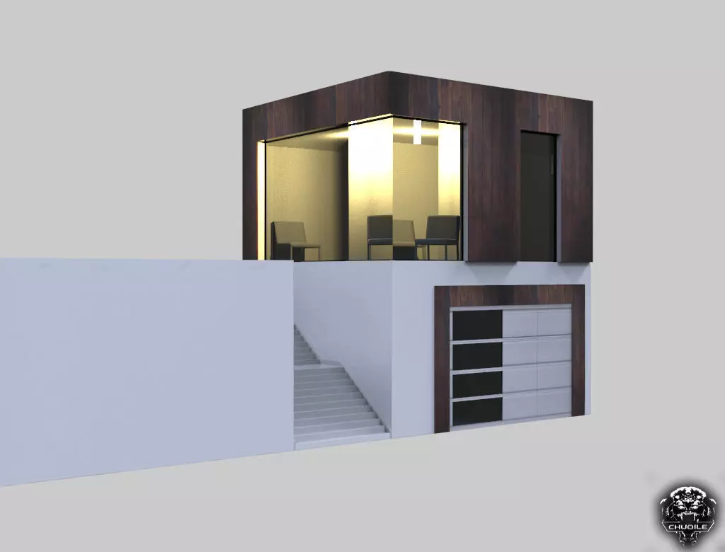 Mini Modern House Low-poly 3D model_0