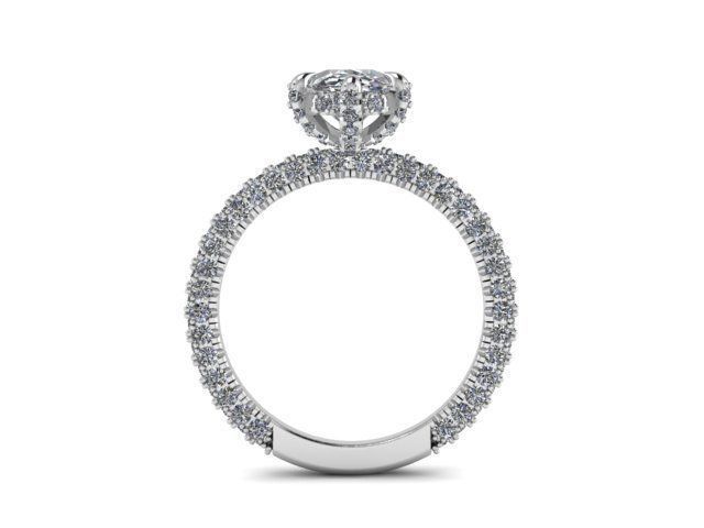 Eagle 6 prong oval three side diamond ring 3D print model_3