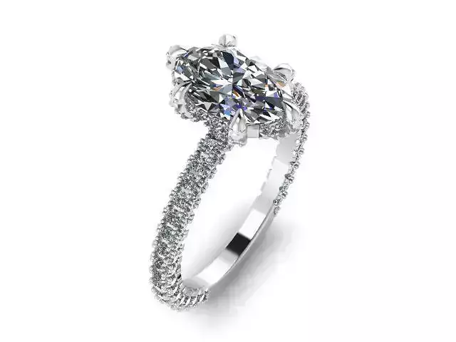 Eagle 6 prong oval three side diamond ring