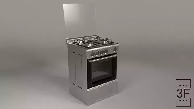 Kitchen Top and Oven Low-poly 3D model
