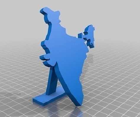 India 3D model map 3D print model